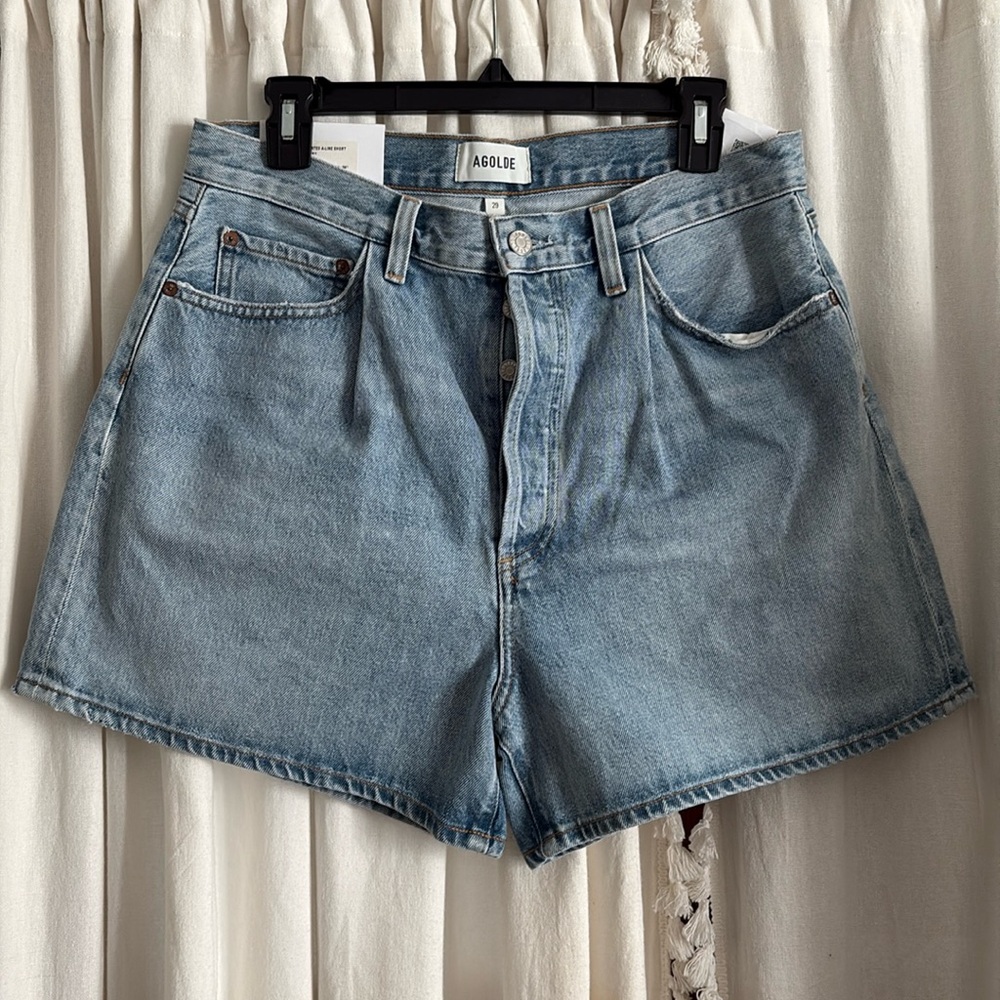 Premium denim high rise shorts